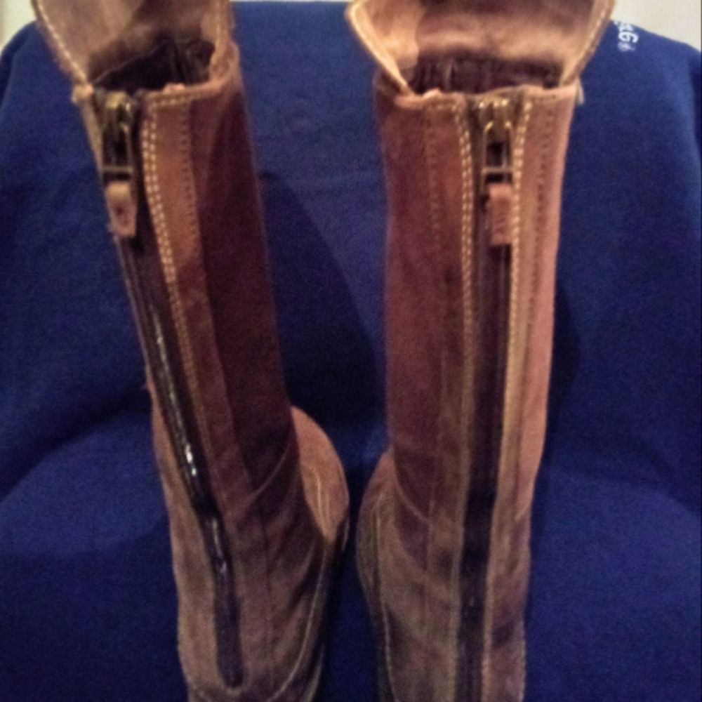 Rare Hippie Tall Brown riding Boot's genuine leather with canvas and zipper - Picture 6 of 11